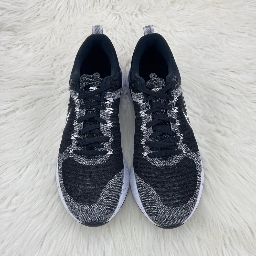 Men's Nike React Infinity Run Flyknit 3 Black and White Sneakers - Picture 2 of 7